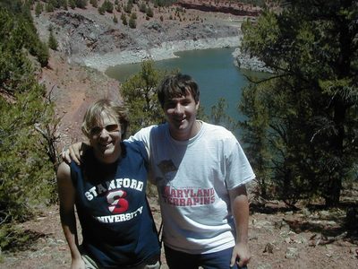 John and Tyler above a reservoir in Blue Canyon.